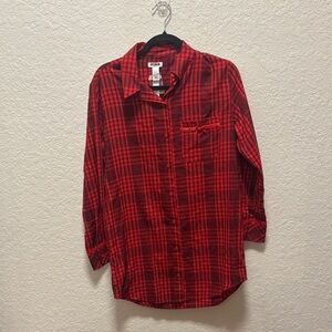 PINK Victoria's Secret Red Plaid Sleep Shirt